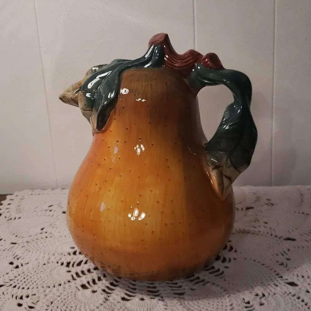 Lovely Vintage 1 Qt Sakura Sonoma Pear Shaped Ceramic Pitcher - Hand Painted